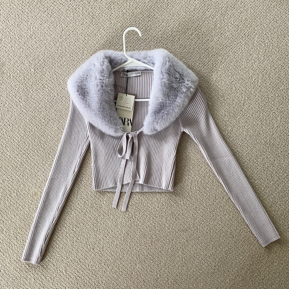 Zara Fur Trim Cardigan